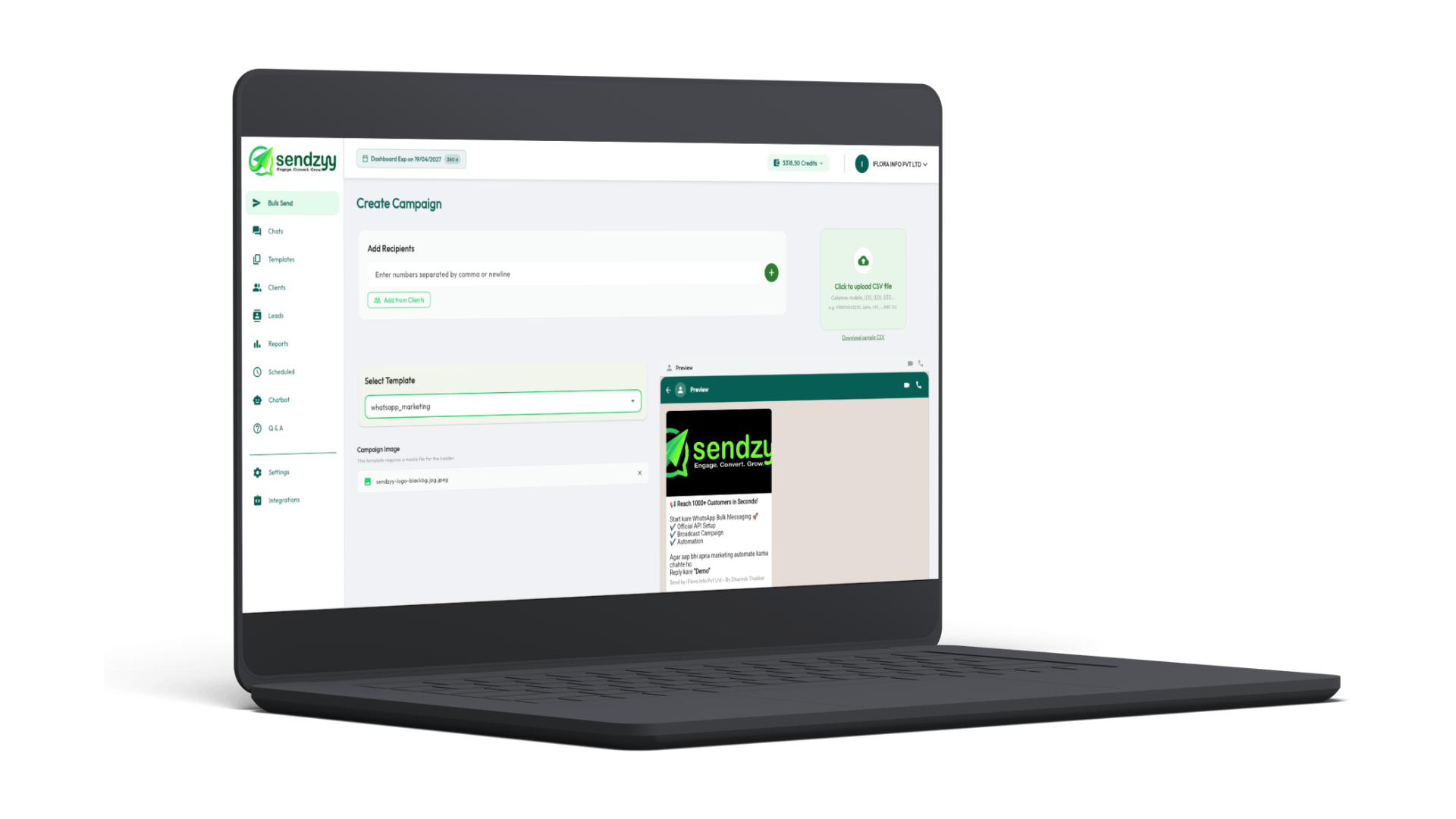 Bulk Messaging Dashboard